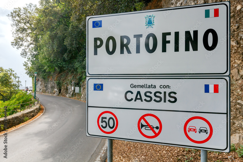 Road sign at the Portofino.