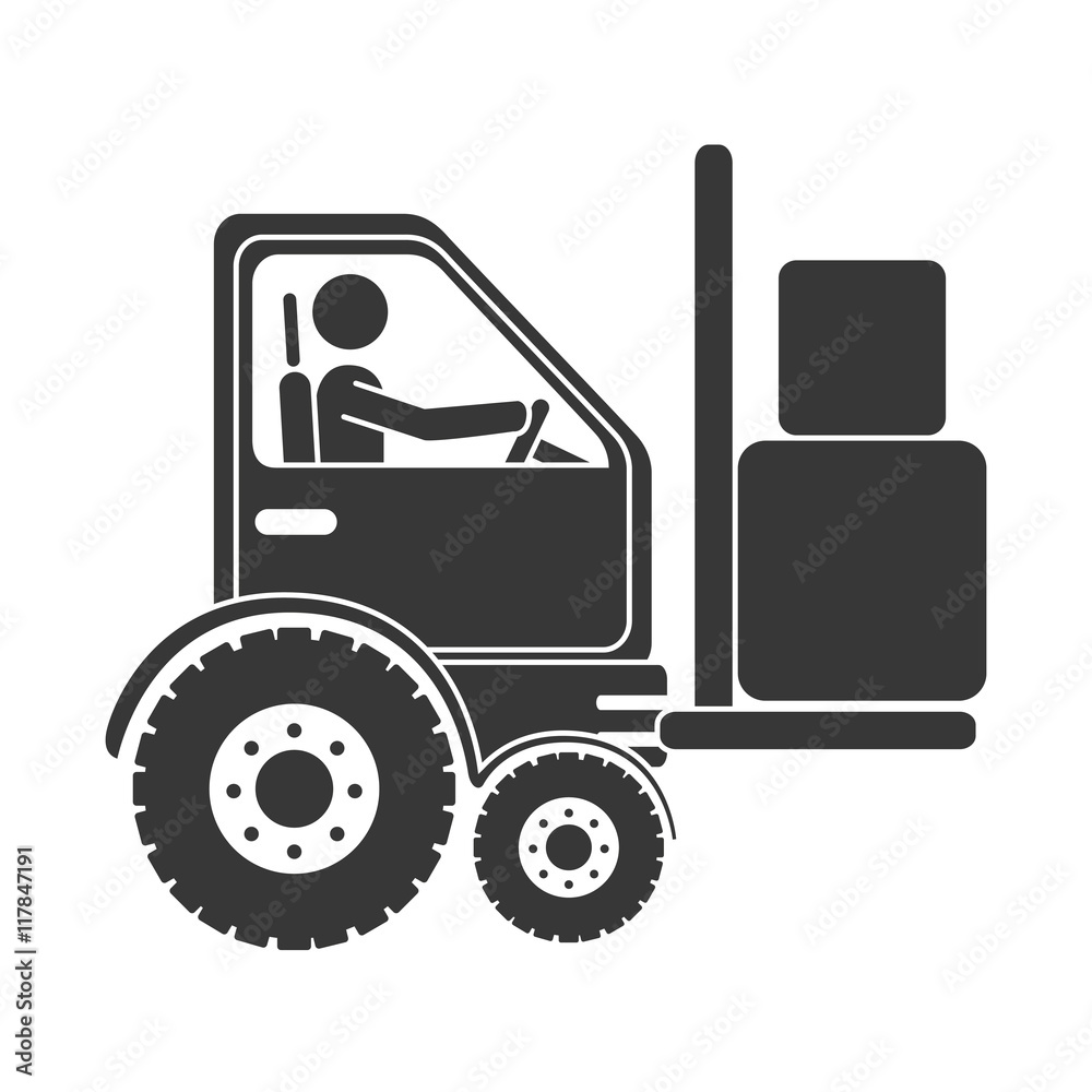 forklift boxes machinary icon vector illustration