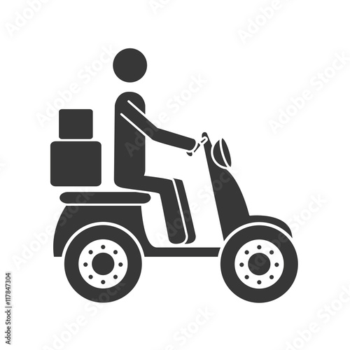 courier motorcycle box icon vector illustration © Gstudio