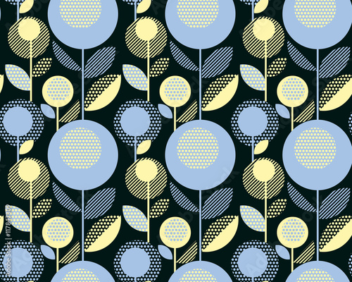 60s floral retro pattern. g...