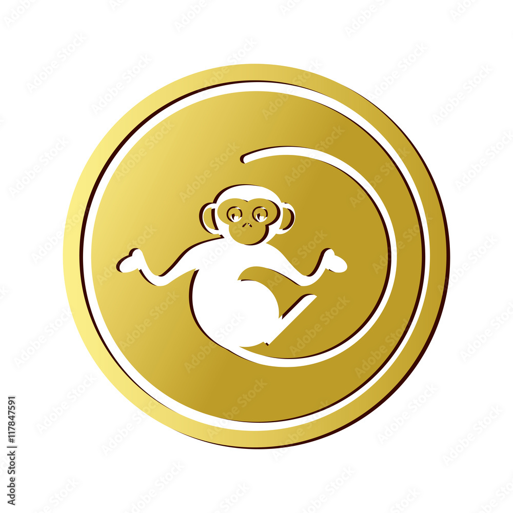 Fototapeta premium flat design single monkey icon vector illustration