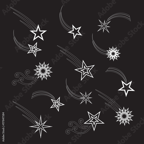 Falling stars vector set.