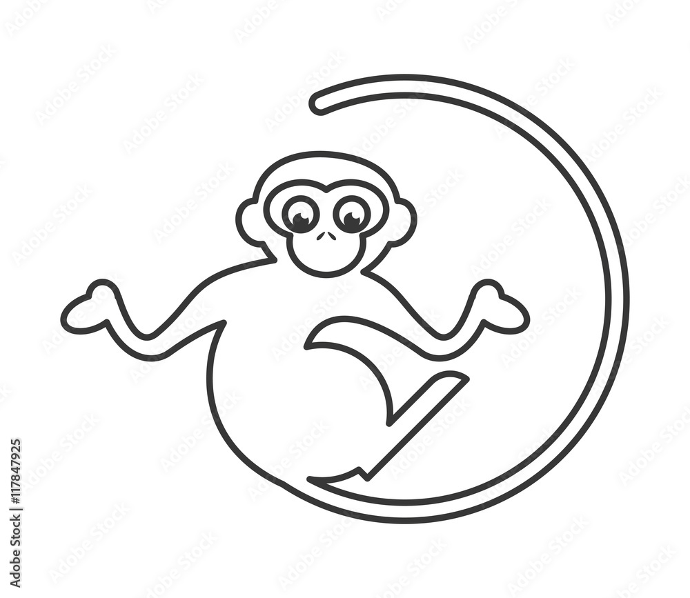 Obraz premium flat design single monkey icon vector illustration