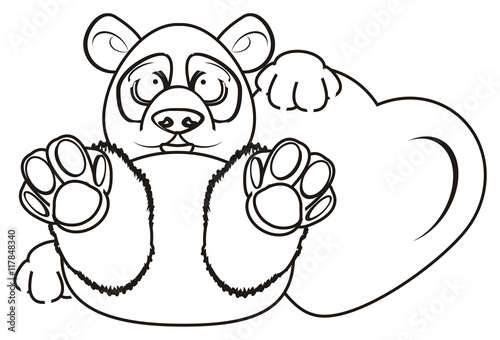 Fototapeta Naklejka Na Ścianę i Meble -  Coloring, love, feelings, heart, Valentine's Day, Valentine, panda, animal, zoo, illustration, isolated, china, cartoon, bear, Asia, Profile, preschool, bamboo,