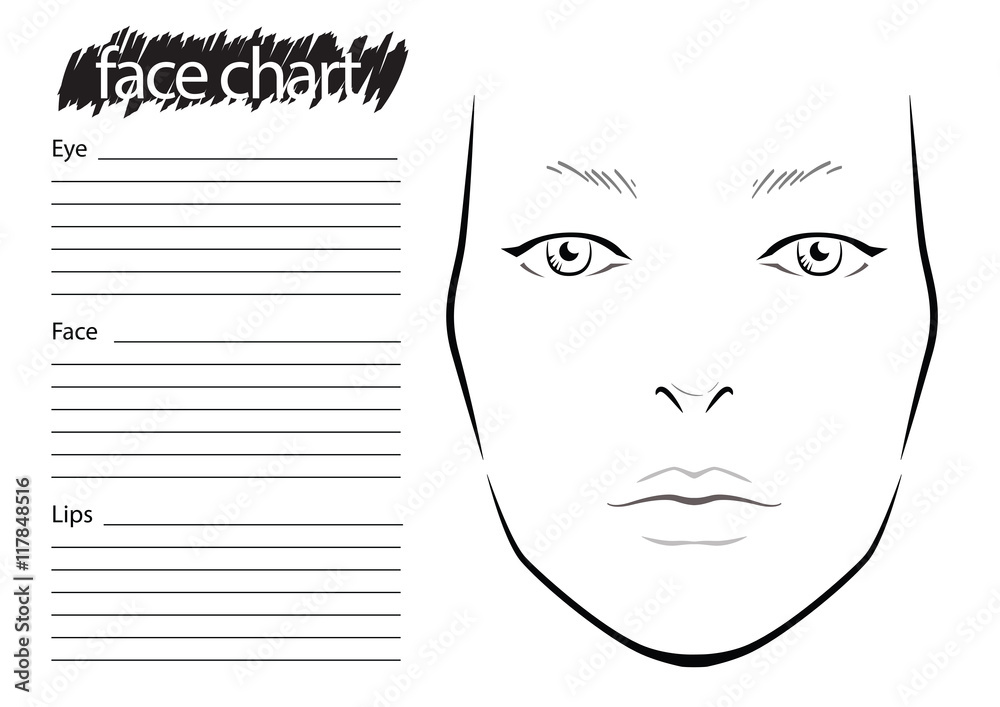 Face chart Makeup Artist Blank. Template. Vector illustration. Face chart Makeup Artist Blank. Template. Vector illustration.