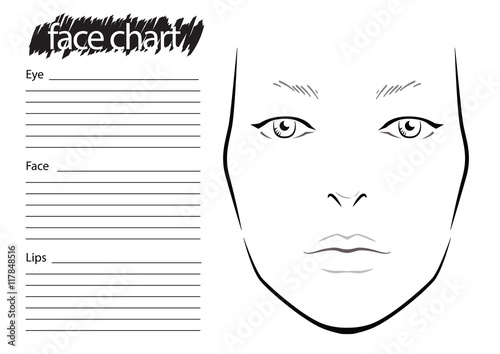Face chart Makeup Artist Blank. Template. Vector illustration.