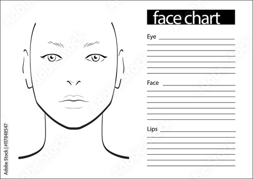 Face chart Makeup Artist Blank. Template. Vector illustration.