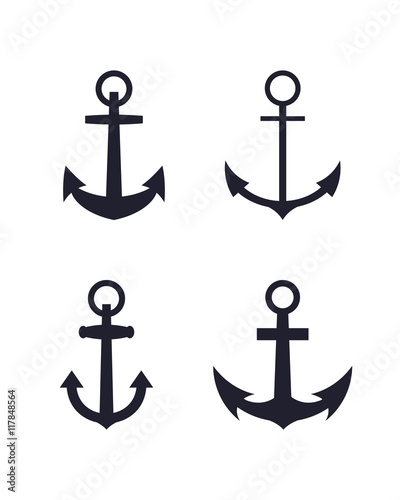 Set of four vector anchors. Template for design photo