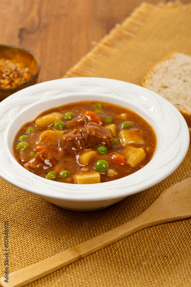 Homemade Slow Cooker Beef Stew. Selective focus. Homemade Slow Cooker Beef Stew. Selective focus.
