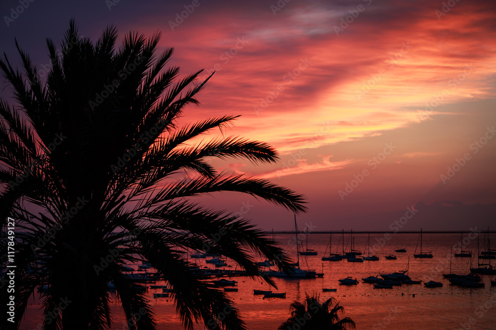 Sunset in the Mediterranean sea