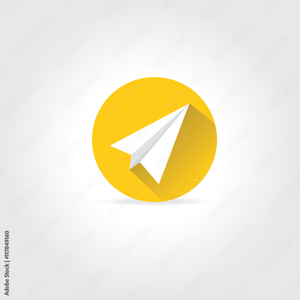 vector paper plane icon with long shadow vector paper plane icon with long shadow
