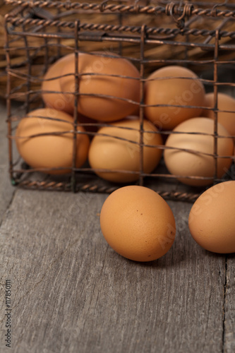 Chicken brown eggs. Selective focus.