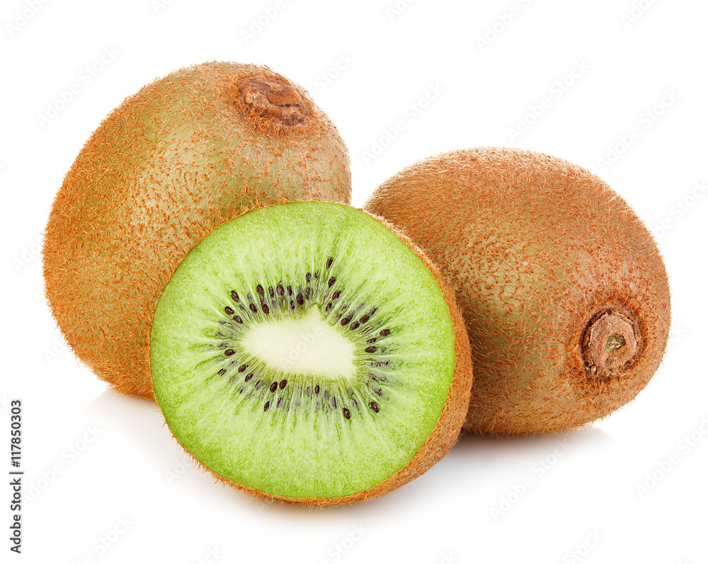 Kiwi fruit close-up isolated on white background. Kiwi fruit close-up isolated on white background.