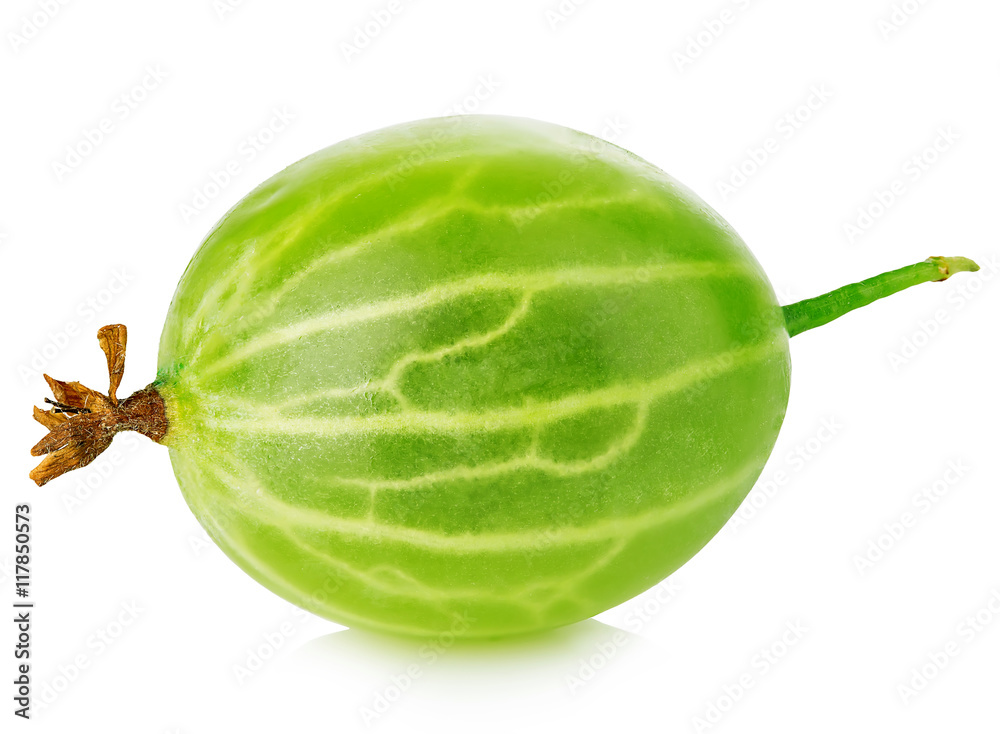 Fresh green gooseberry close-up isolated on a white background. Fresh green gooseberry close-up isolated on a white background.