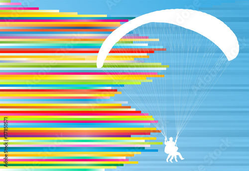 Paraglider flying vector background abstract illustration with c