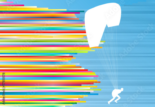 Paraglider flying vector background abstract illustration with c