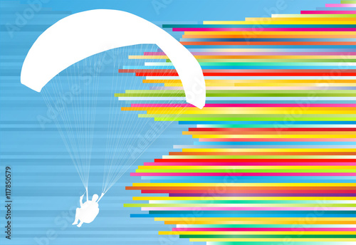 Paraglider flying vector background abstract illustration with c
