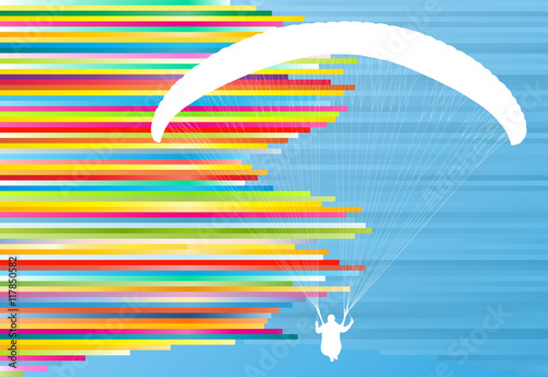 Paraglider flying vector background abstract illustration with c