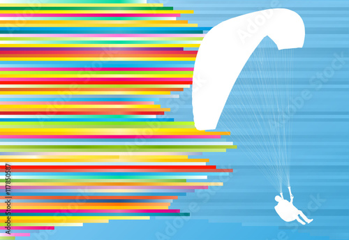 Paraglider flying vector background abstract illustration with c