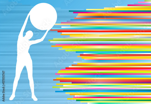 Woman fitness exercises on fitness ball vector abstract illustra