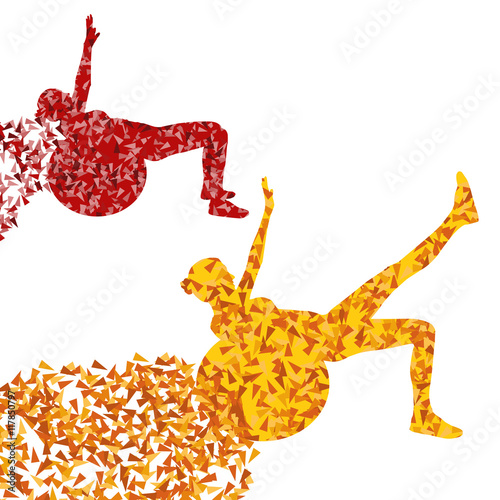 Woman fitness exercises on fitness ball vector abstract illustra