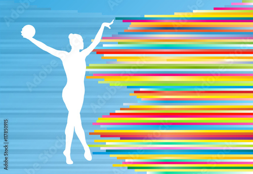 Gymnastic girl with ball abstract vector background colorful str