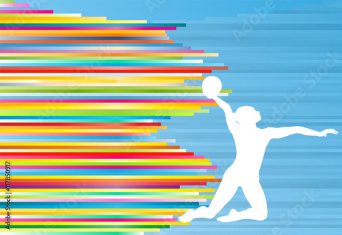 Gymnastic girl with ball abstract vector background colorful str
