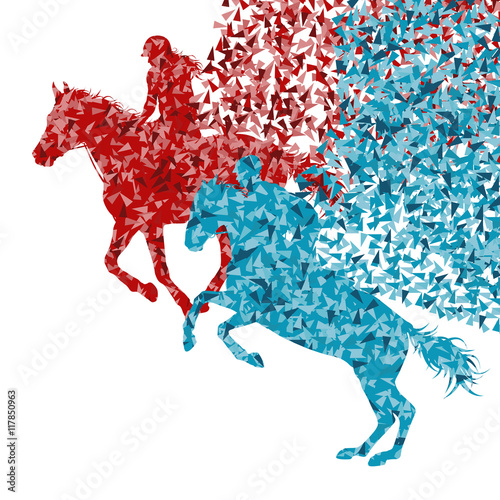 Equestrian sport horse jumping vector abstract illustration back