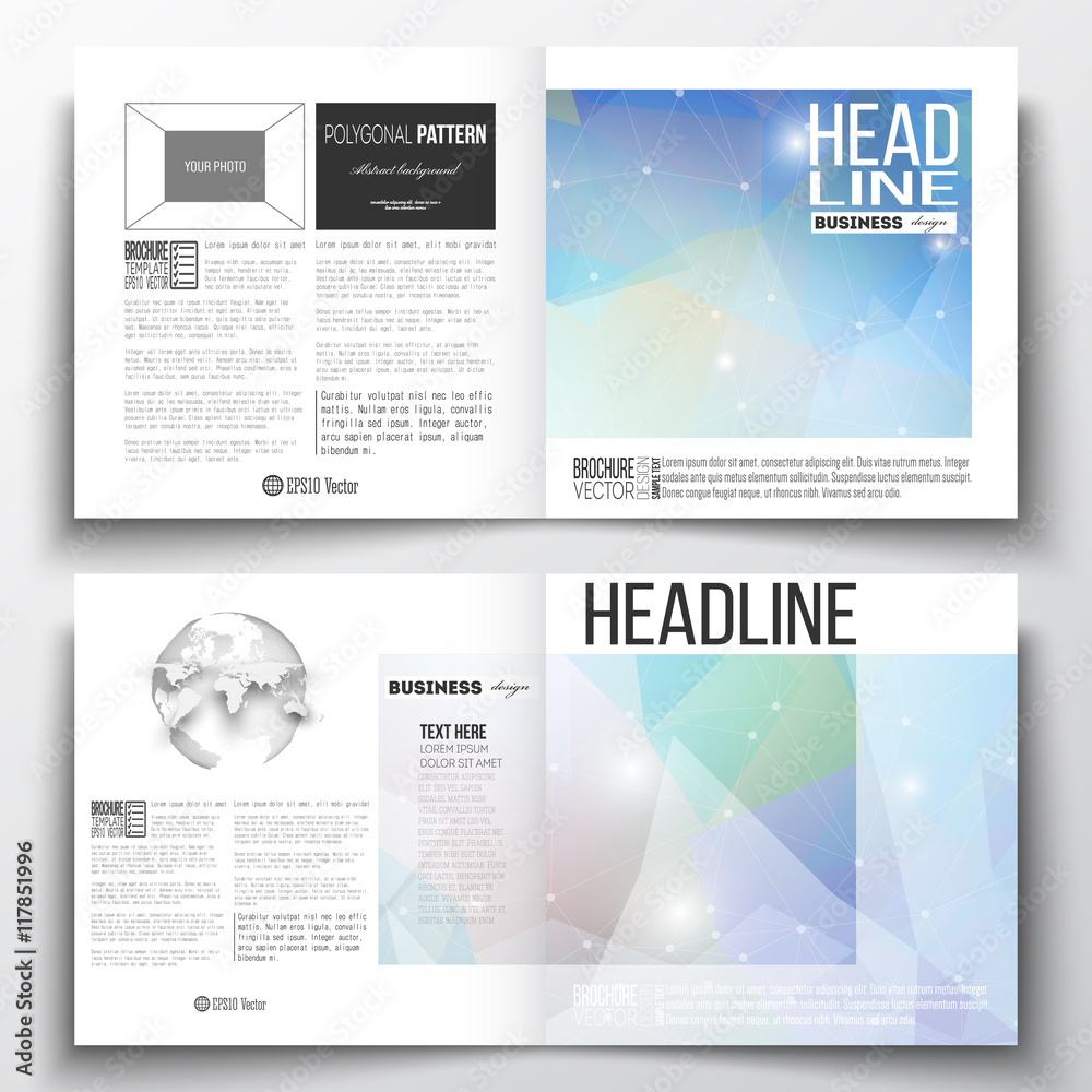 Set of annual report business templates for brochure, magazine, flyer or booklet. Abstract colorful polygonal background, modern stylish triangle vector texture