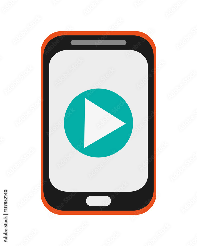 flat design modern cellphone with play sign icon vector illustration flat design modern cellphone with play sign icon vector illustration