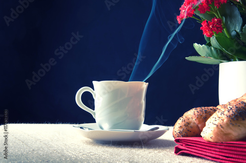 Coffee and croissant for breakfast