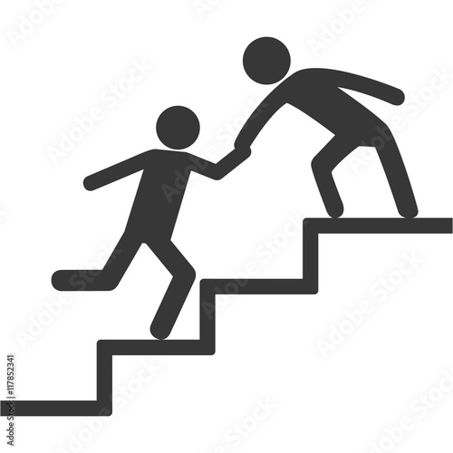 pictogram stairs human help support icon. Isolated and flat illustration. Vector graphic