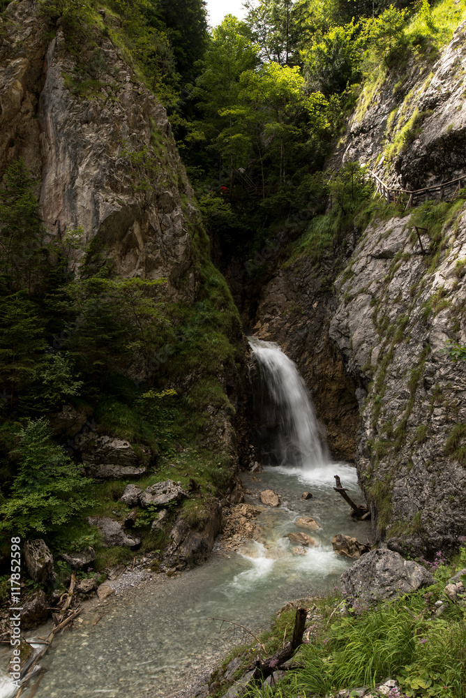 Waterfall hike in the Wolfsklamm Stans Tyrol Austria