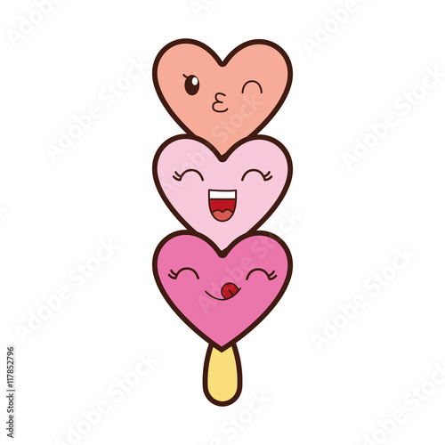 ice cream heart kawaii dessert cartoon happy icon. Isolated and flat illustration. Vector graphic