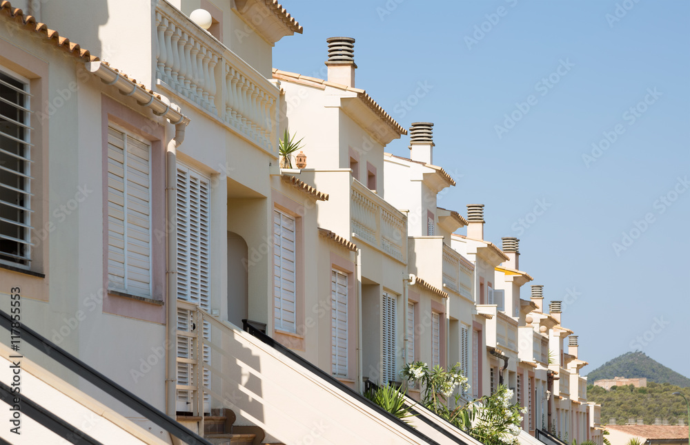 Row of typical spanish apartments