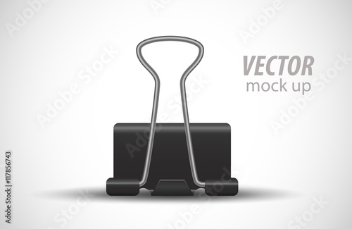 Clerical clothespin on white background. Mock Up Template Ready For Your Design. Vector