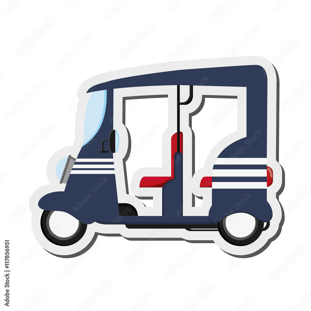 flat design rickshaw or tuk tuk icon vector illustration