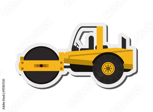 flat design industrial steamroller icon vector illustration