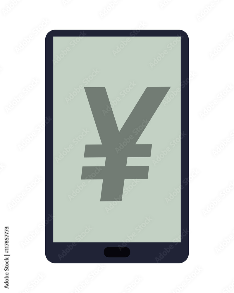 Obraz premium flat design yen symbol on cellphone screen icon vector illustration
