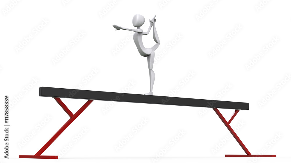 Balance beam gymnast - arabesque element - 3D Illustration Stock Photo |  Adobe Stock