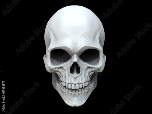 White clay skull - 3D Illustration photo