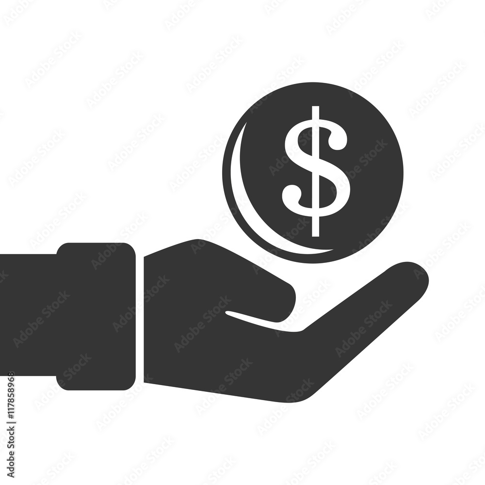 money coin hand icon vector illustration money coin hand icon vector illustration