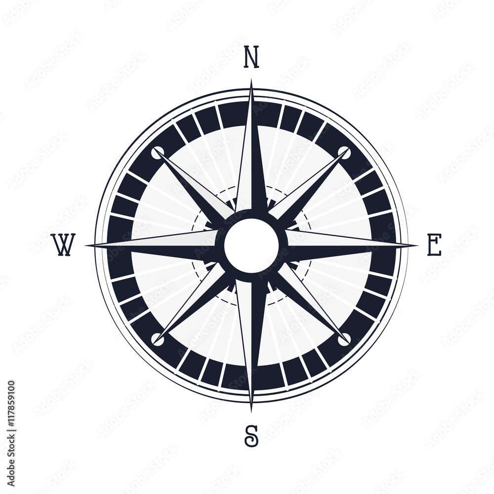 flat design navigation compass icon vector illustration