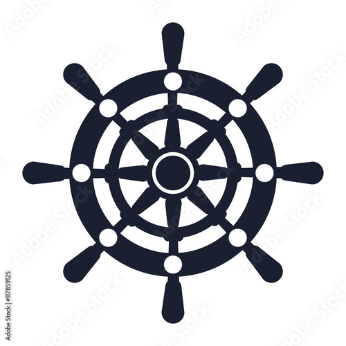 flat design boat rudder icon vector illustration