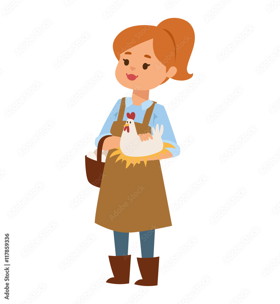 Woman and little chicken vector illustration. Woman and little chicken vector illustration.
