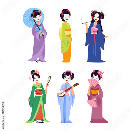 Vector japanese geisha girl