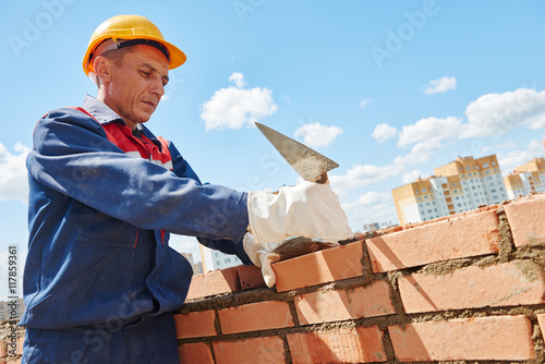 construction worker bricklayer photo