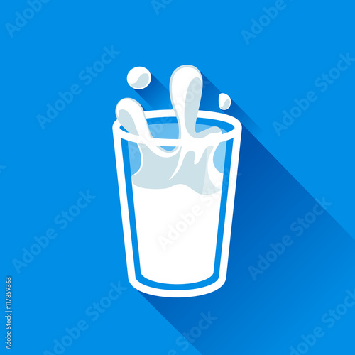 glass of milk splash vector icon flat style