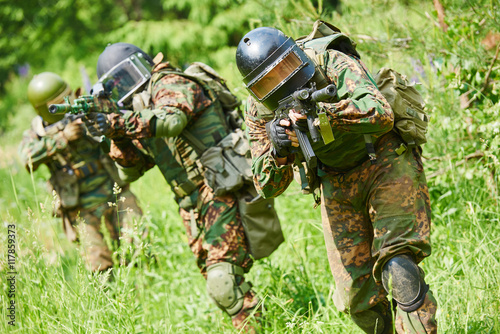 Military soldier with pistol