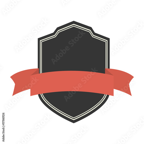 badge ribbon shield icon vector illustration